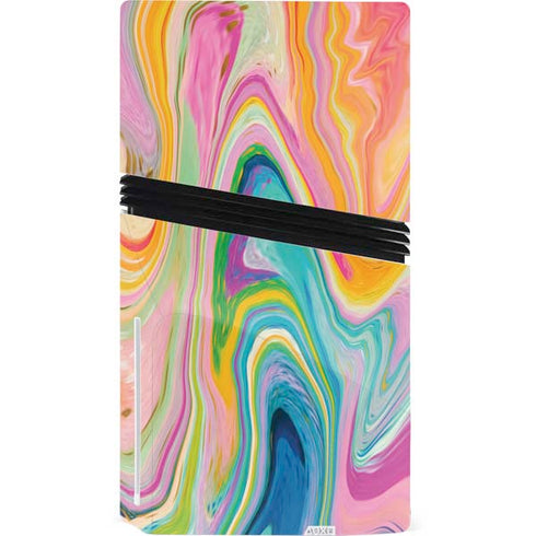 Rainbow Marble by Etta Vee PS5 Pro Disk Console Skin